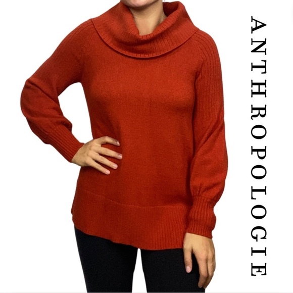Anthropologie by Anthropologie Burnt Orange Turtleneck Sweater - Picture 1 of 12